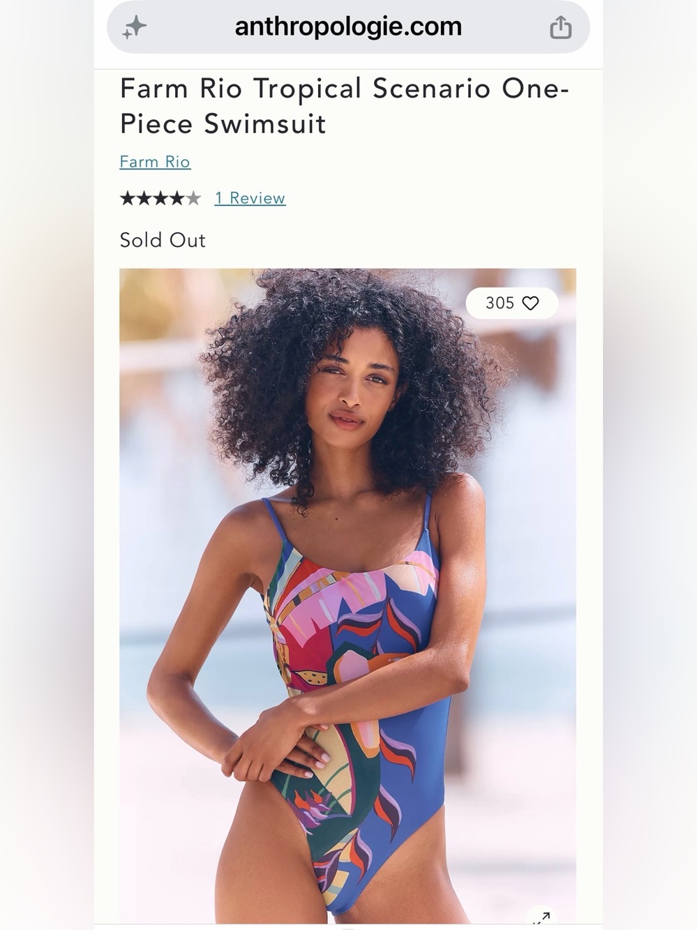 FARM Rio One-Piece Swimsuit in Blue Multicolor Print